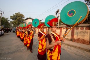 Karmapa arrives at Karma Temple, Bodh Gaya, December 2018