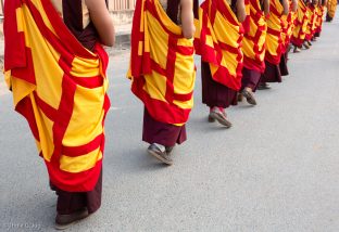 Karmapa arrives at Karma Temple, Bodh Gaya, December 2018
