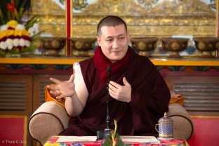 Thaye Dorje, His Holiness the 17th Gyalwa Karmapa, presides over the final session of the Fourth International Karma Kagyu Meeting, Bodh Gaya, December 2018