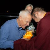 Thaye Dorje, His Holiness the 17th Gyalwa Karmapa, Sangyumla and their son Thugseyla arrive at the Europe Center in Germany.