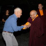 Thaye Dorje, His Holiness the 17th Gyalwa Karmapa, Sangyumla and their son Thugseyla arrive at the Europe Center in Germany.