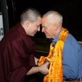 Thaye Dorje, His Holiness the 17th Gyalwa Karmapa, Sangyumla and their son Thugseyla arrive at the Europe Center in Germany.