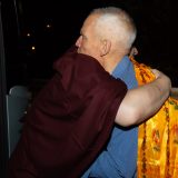 Thaye Dorje, His Holiness the 17th Gyalwa Karmapa, Sangyumla and their son Thugseyla arrive at the Europe Center in Germany.