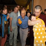 Thaye Dorje, His Holiness the 17th Gyalwa Karmapa, Sangyumla and their son Thugseyla arrive at the Europe Center in Germany.