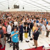 Traditional welcome ceremony for Thaye Dorje, His Holiness the 17th Gyalwa Karmapa, and Thugseyla at the Europe Center in Germany.