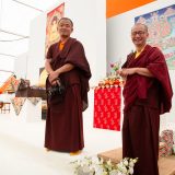 Traditional welcome ceremony for Thaye Dorje, His Holiness the 17th Gyalwa Karmapa, and Thugseyla at the Europe Center in Germany.