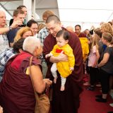 Traditional welcome ceremony for Thaye Dorje, His Holiness the 17th Gyalwa Karmapa, and Thugseyla at the Europe Center in Germany.