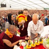 Traditional welcome ceremony for Thaye Dorje, His Holiness the 17th Gyalwa Karmapa, and Thugseyla at the Europe Center in Germany.