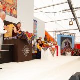 Traditional welcome ceremony for Thaye Dorje, His Holiness the 17th Gyalwa Karmapa, and Thugseyla at the Europe Center in Germany.