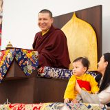 Traditional welcome ceremony for Thaye Dorje, His Holiness the 17th Gyalwa Karmapa, and Thugseyla at the Europe Center in Germany.