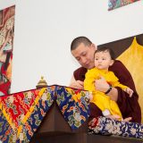 Traditional welcome ceremony for Thaye Dorje, His Holiness the 17th Gyalwa Karmapa, and Thugseyla at the Europe Center in Germany.