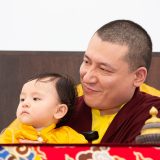 Traditional welcome ceremony for Thaye Dorje, His Holiness the 17th Gyalwa Karmapa, and Thugseyla at the Europe Center in Germany.