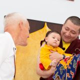 Traditional welcome ceremony for Thaye Dorje, His Holiness the 17th Gyalwa Karmapa, and Thugseyla at the Europe Center in Germany.