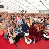 Traditional welcome ceremony for Thaye Dorje, His Holiness the 17th Gyalwa Karmapa, and Thugseyla at the Europe Center in Germany.