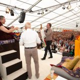 Traditional welcome ceremony for Thaye Dorje, His Holiness the 17th Gyalwa Karmapa, and Thugseyla at the Europe Center in Germany.