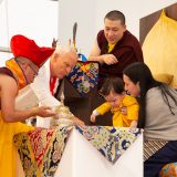 Traditional welcome ceremony for Thaye Dorje, His Holiness the 17th Gyalwa Karmapa, and Thugseyla at the Europe Center in Germany.