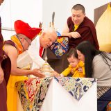 Traditional welcome ceremony for Thaye Dorje, His Holiness the 17th Gyalwa Karmapa, and Thugseyla at the Europe Center in Germany.