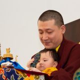 Traditional welcome ceremony for Thaye Dorje, His Holiness the 17th Gyalwa Karmapa, and Thugseyla at the Europe Center in Germany.