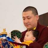 Traditional welcome ceremony for Thaye Dorje, His Holiness the 17th Gyalwa Karmapa, and Thugseyla at the Europe Center in Germany.