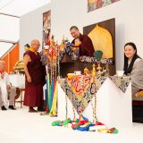 Traditional welcome ceremony for Thaye Dorje, His Holiness the 17th Gyalwa Karmapa, and Thugseyla at the Europe Center in Germany.