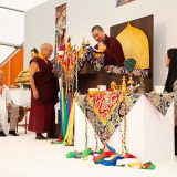 Traditional welcome ceremony for Thaye Dorje, His Holiness the 17th Gyalwa Karmapa, and Thugseyla at the Europe Center in Germany.