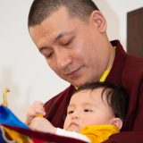 Traditional welcome ceremony for Thaye Dorje, His Holiness the 17th Gyalwa Karmapa, and Thugseyla at the Europe Center in Germany.