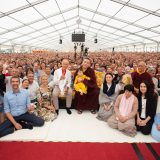 Traditional welcome ceremony for Thaye Dorje, His Holiness the 17th Gyalwa Karmapa, and Thugseyla at the Europe Center in Germany.