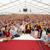 Traditional welcome ceremony for Thaye Dorje, His Holiness the 17th Gyalwa Karmapa, and Thugseyla at the Europe Center in Germany.