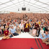 Traditional welcome ceremony for Thaye Dorje, His Holiness the 17th Gyalwa Karmapa, and Thugseyla at the Europe Center in Germany.