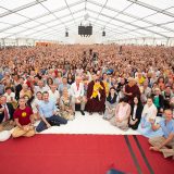 Traditional welcome ceremony for Thaye Dorje, His Holiness the 17th Gyalwa Karmapa, and Thugseyla at the Europe Center in Germany.