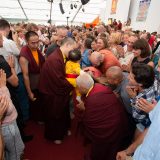 Traditional welcome ceremony for Thaye Dorje, His Holiness the 17th Gyalwa Karmapa, and Thugseyla at the Europe Center in Germany.