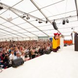 Thaye Dorje, His Holiness the 17th Gyalwa Karmapa, gives the empowerment of Chenresig to over 6,000 students at the Europe Center in Germany.