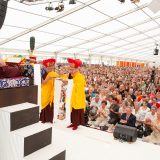 Thaye Dorje, His Holiness the 17th Gyalwa Karmapa, gives the empowerment of Chenresig to over 6,000 students at the Europe Center in Germany.