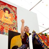 Thaye Dorje, His Holiness the 17th Gyalwa Karmapa, gives the empowerment of Chenresig to over 6,000 students at the Europe Center in Germany.