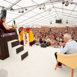 Thaye Dorje, His Holiness the 17th Gyalwa Karmapa, gives the empowerment of Chenresig to over 6,000 students at the Europe Center in Germany.