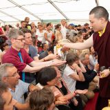 Thaye Dorje, His Holiness the 17th Gyalwa Karmapa, gives the empowerment of Chenresig to over 6,000 students at the Europe Center in Germany.