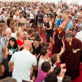 Thaye Dorje, His Holiness the 17th Gyalwa Karmapa, gives the empowerment of Chenresig to over 6,000 students at the Europe Center in Germany.