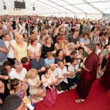 Thaye Dorje, His Holiness the 17th Gyalwa Karmapa, gives the empowerment of Chenresig to over 6,000 students at the Europe Center in Germany.