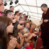 Thaye Dorje, His Holiness the 17th Gyalwa Karmapa, gives the empowerment of Chenresig to over 6,000 students at the Europe Center in Germany.