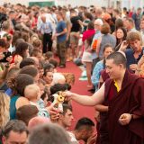 Thaye Dorje, His Holiness the 17th Gyalwa Karmapa, gives the empowerment of Chenresig to over 6,000 students at the Europe Center in Germany.