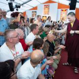 Thaye Dorje, His Holiness the 17th Gyalwa Karmapa, gives the empowerment of Chenresig to over 6,000 students at the Europe Center in Germany.