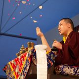 Thaye Dorje, His Holiness the 17th Gyalwa Karmapa, gives the empowerment of Chenresig to over 6,000 students at the Europe Center in Germany.