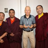 Students from Germany and around the world say goodbye as Thaye Dorje, His Holiness the 17th Gyalwa Karmapa, and his son Thugseyla leave the Europe Centre.