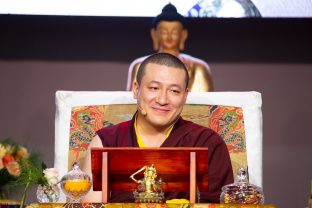 Day three in Dhagpo 2019: Thaye Dorje, His Holiness the 17th Gyalwa Karmapa, on the final day of his visit to Dhagpo Kagyu Ling. Photo / Thule Jug