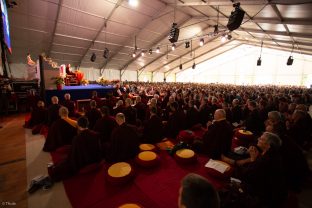Day three in Dhagpo 2019: Thaye Dorje, His Holiness the 17th Gyalwa Karmapa, on the final day of his visit to Dhagpo Kagyu Ling. Photo / Thule Jug