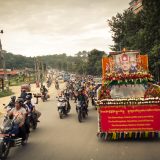 The motorcade in Kathmandu as Shamar Rinpoche's kudung arrives. Photo/Tokpa Korlo