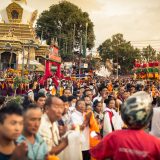 Crowds line the streets in Kathmandu as Shamar Rinpoche's kudung arrives. Photo/Tokpa Korlo