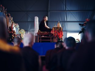 Day one in Dhagpo 2019: Thaye Dorje, His Holiness the 17th Gyalwa Karmapa, offers teachings and an empowerment to 3,000 students