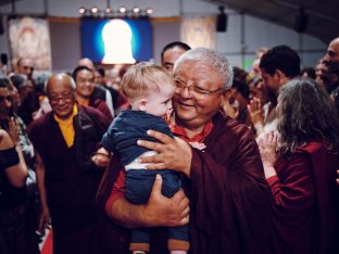 Day three in Dhagpo 2019: Thaye Dorje, His Holiness the 17th Gyalwa Karmapa, on the final day of his visit to Dhagpo Kagyu Ling. Photo / Tokpa Korlo