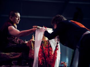 Day three in Dhagpo 2019: Thaye Dorje, His Holiness the 17th Gyalwa Karmapa, on the final day of his visit to Dhagpo Kagyu Ling. Photo / Tokpa Korlo